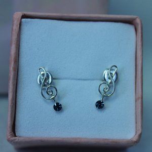 Blues Music Notes Sterling Silver Earrings